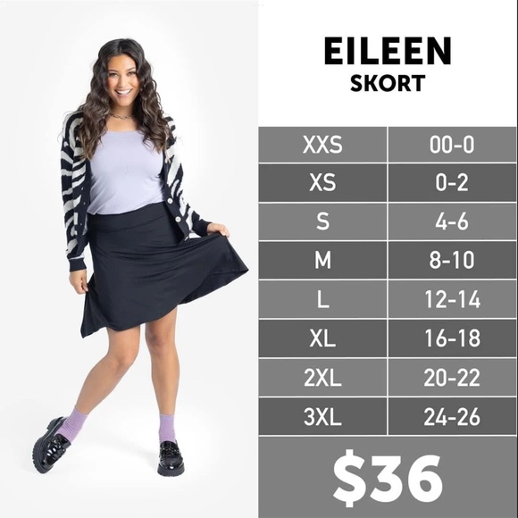 Lularoe Eileen Black Skort: Sz. S - Picture 1 of 7